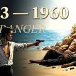 Meursault sur la plage d'Alger face à l'Arabe sous un soleil aveuglant — illustration du roman L'Étranger d'Albert Camus (1942)