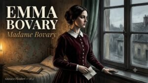 Emma Bovary à sa fenêtre, illustration dramatique XIXe siècle pour Madame Bovary de Flaubert