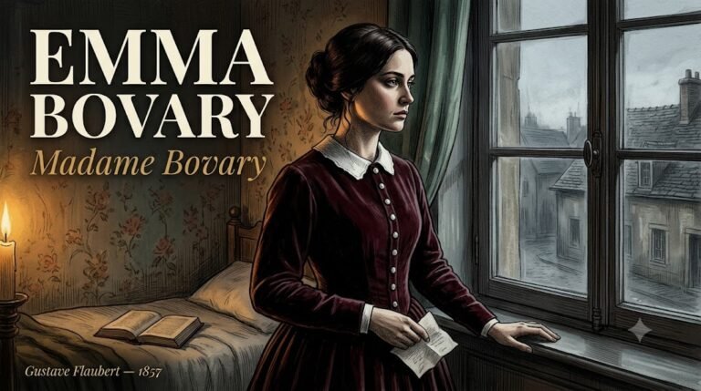 Emma Bovary à sa fenêtre, illustration dramatique XIXe siècle pour Madame Bovary de Flaubert