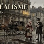 Scène de rue parisienne vers 1860 illustrant le courant littéraire réaliste du XIXe siècle