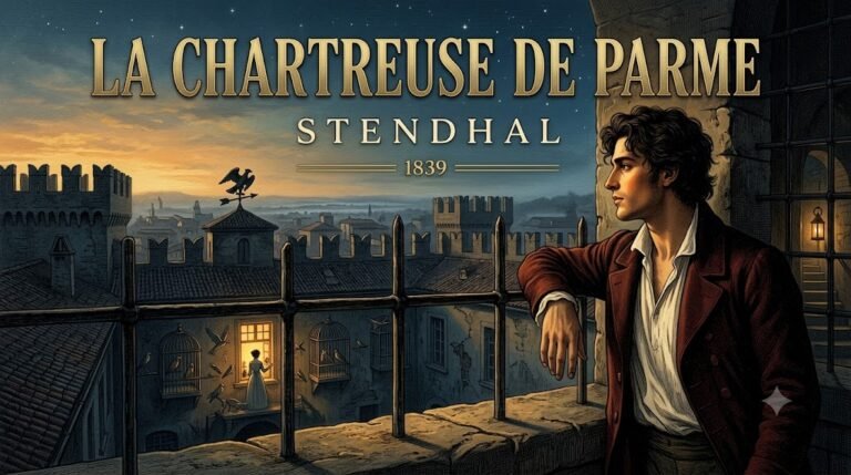 La Chartreuse de Parme de Stendhal : résumé complet, analyse des thèmes, personnages, citations et postérité du chef-d’œuvre dicté en 52 jours.