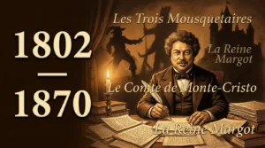 Portrait illustré d'Alexandre Dumas, écrivain romantique français, auteur des Trois Mousquetaires et du Comte de Monte-Cristo